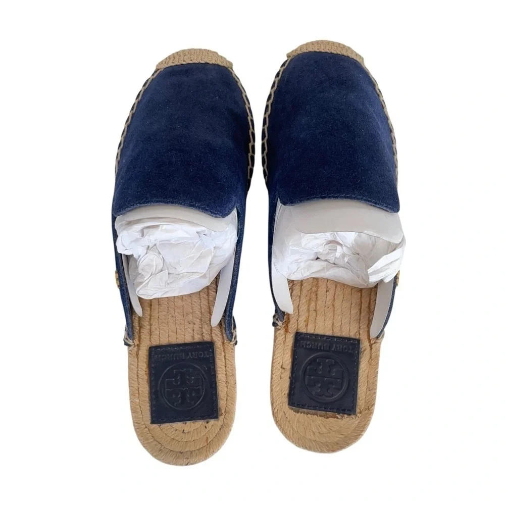 Tory Burch Max Espadrille Slide – Royal Navy Suede Size 7